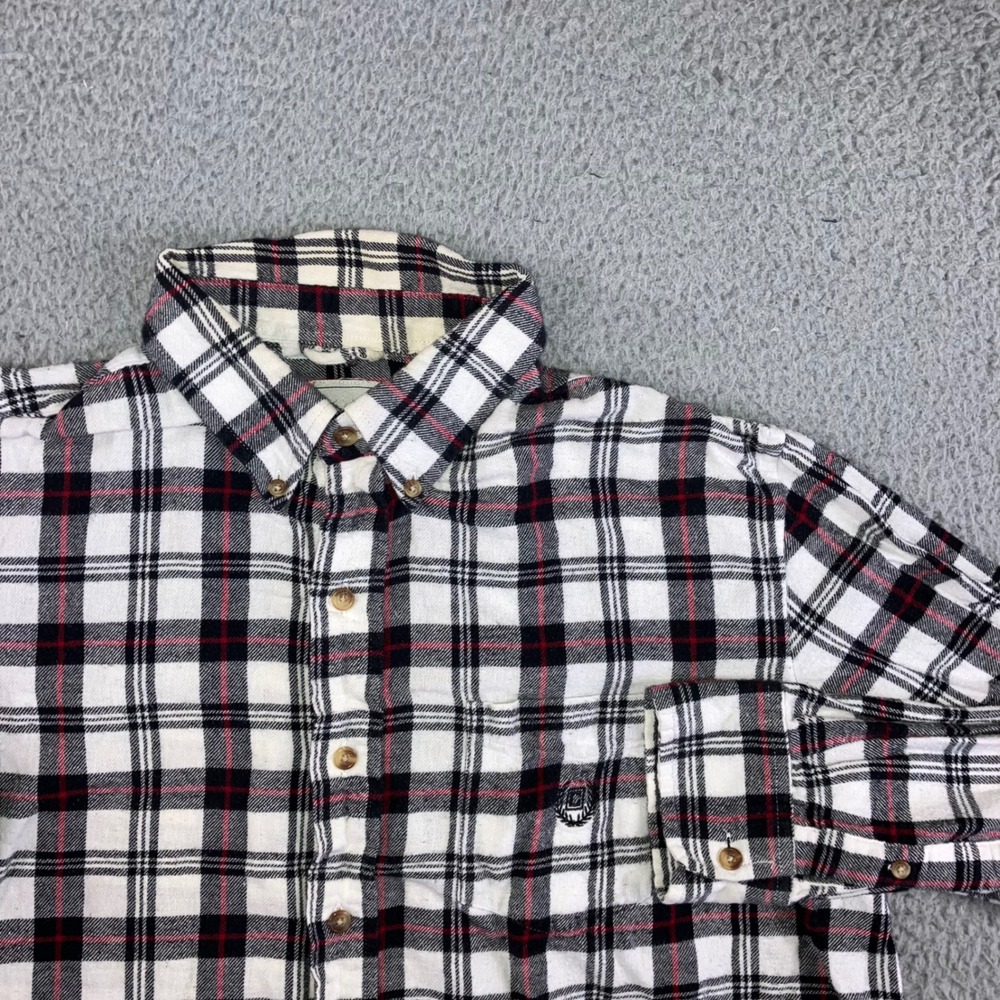 Chaps Flannel Shirt Men L Plaid Button Down L/S Cotton Flannel Preppy Classic